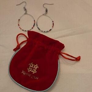 Rustic Cuff Multi-colored Beaded Hoop Earrings NIB